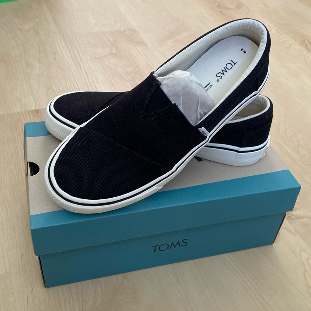 Tom’s Woman Alpargata Slip On - Black Canvas - size 8